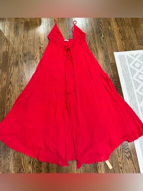 Reformation Callalily Maxi in Red Full Length Tank Wrap Dress Size 4 $428